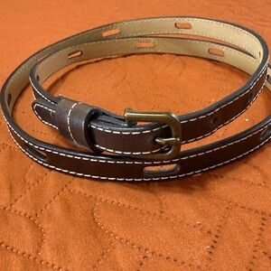 Women’s Brown Leather Belt with Bronze Buckle
